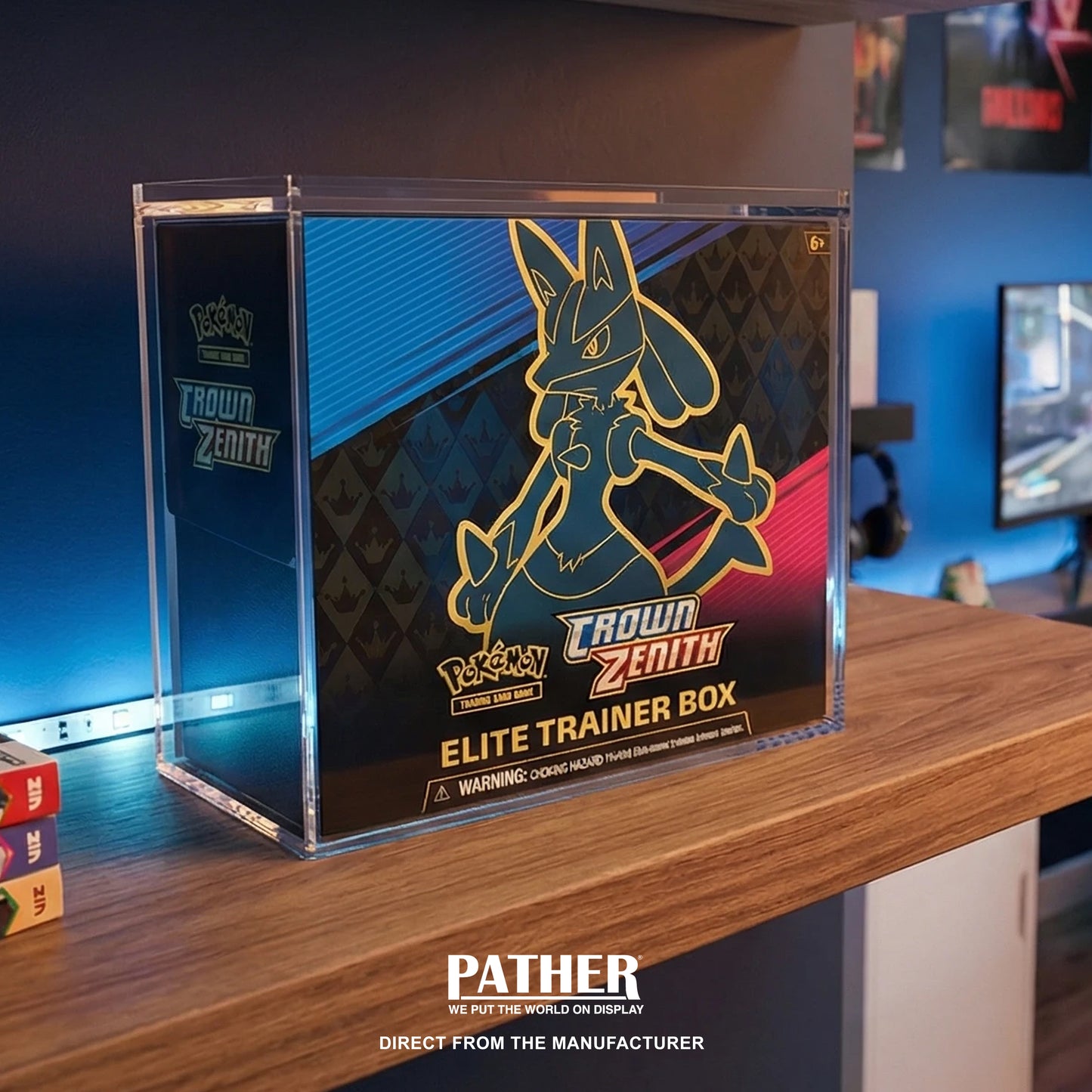 PATHER. Pokemon Elite Trainer Box Display Case with Sliding Lid