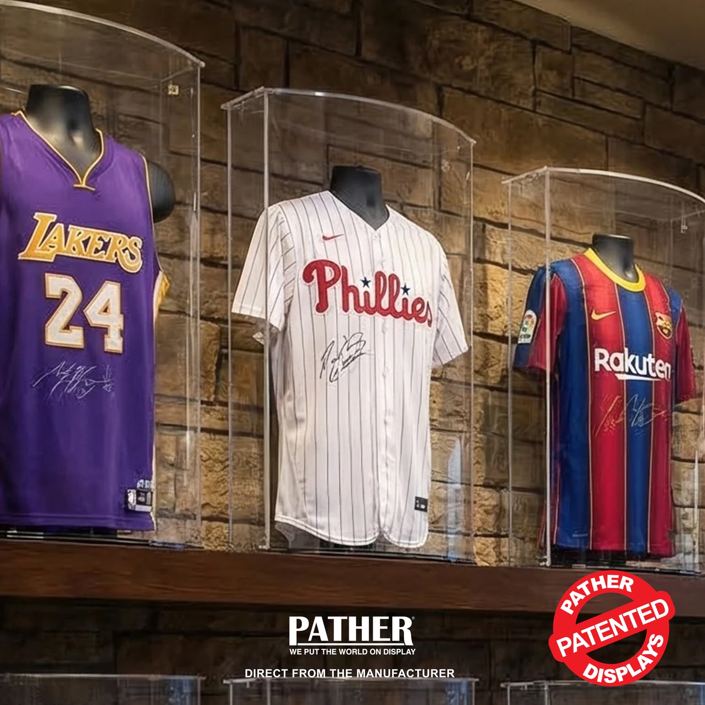 PATHER. Patented Luxury Double Curved Jersey Case - Clear Sides, Top and Black Bottom