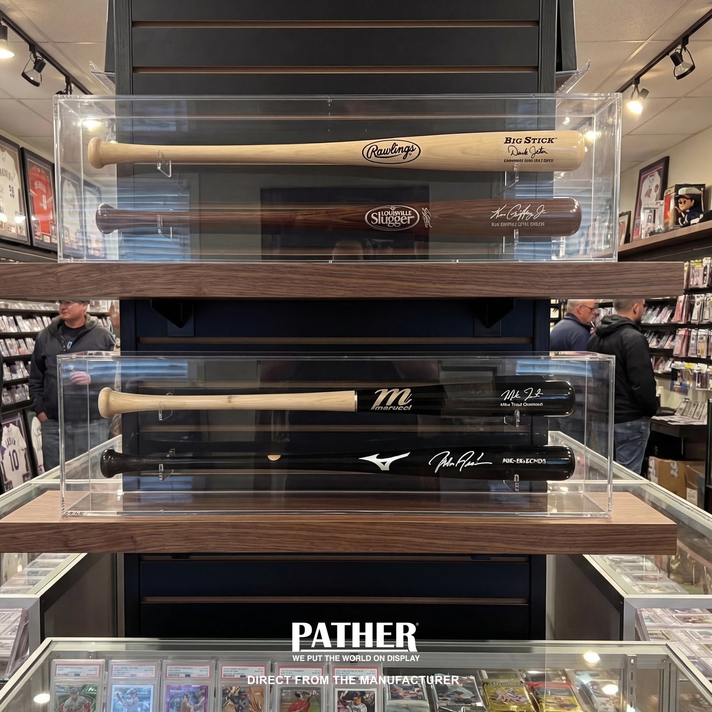 PATHER. Double Baseball Bat Display Case