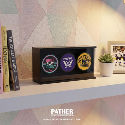 PATHER. Hockey Puck Display Case - 3 Slots