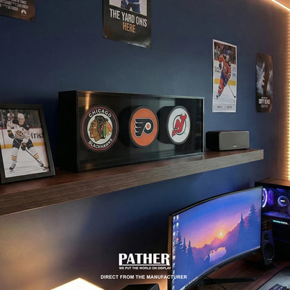 PATHER. Hockey Puck Display Case - 3 Slots