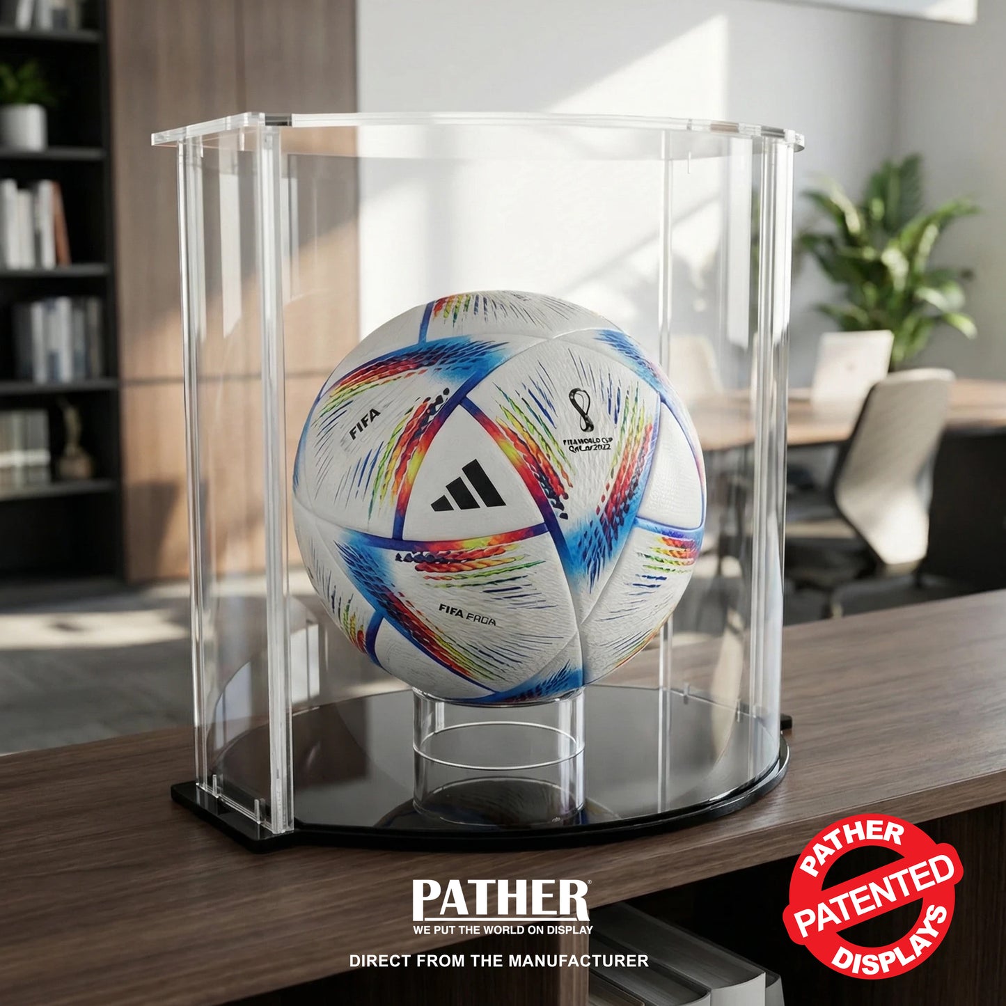 PATHER. Patented Luxury Clear Double Curve Display Case - Small