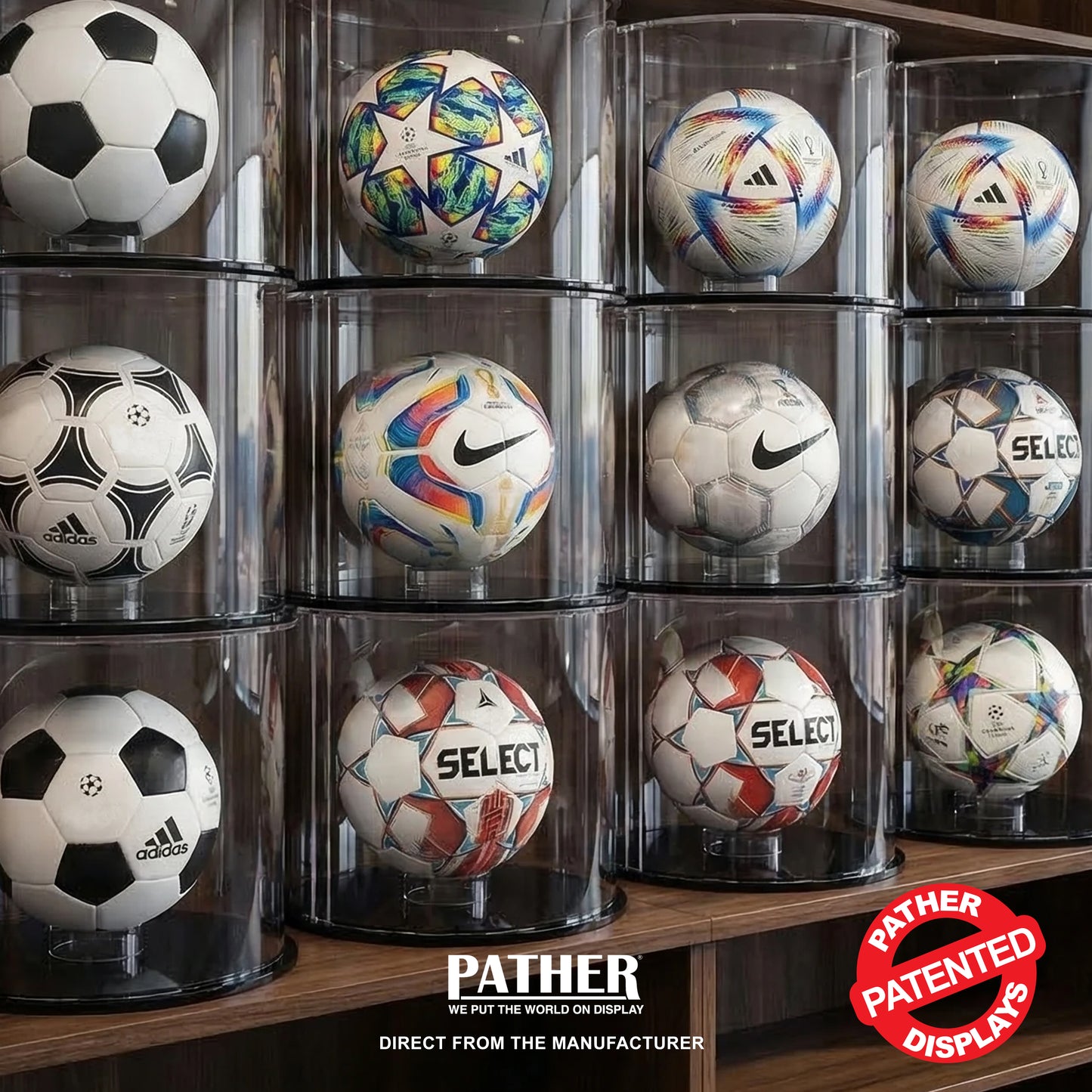 PATHER. Patented Luxury Clear Double Curve Display Case - Small