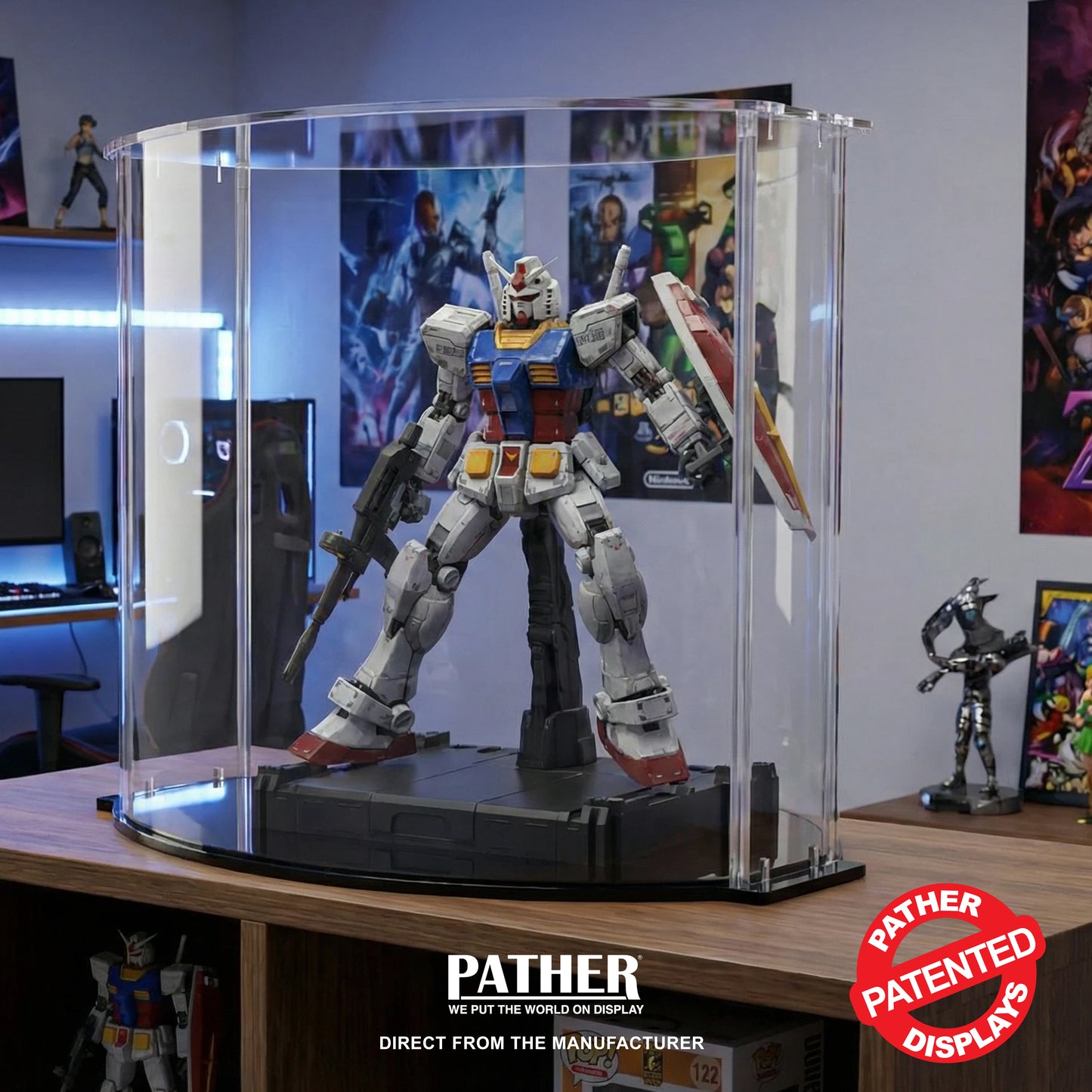 PATHER. Patented Luxury Double Curved Display Case - Medium
