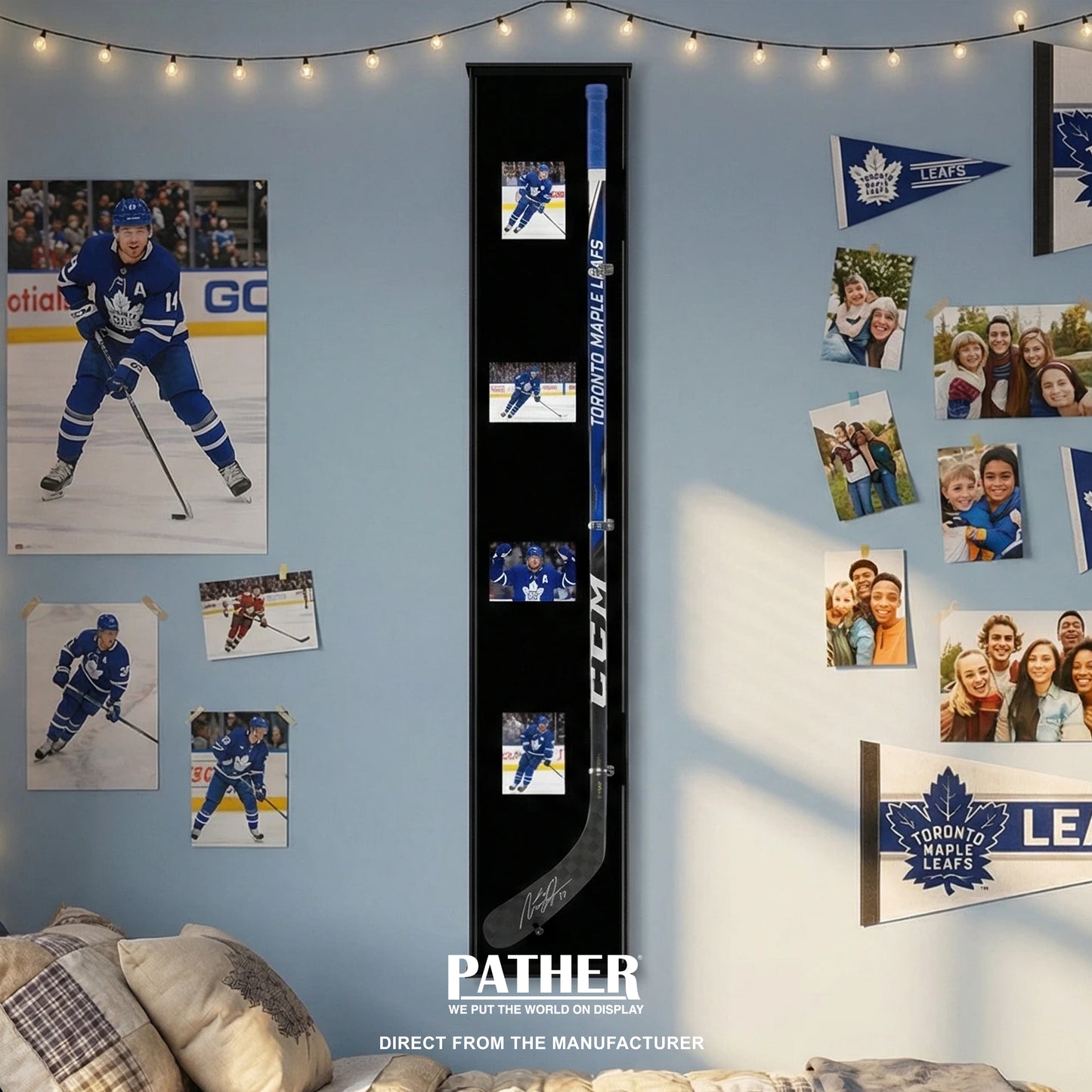 PATHER. Hockey Stick Display Case - Vertical - Right Handed
